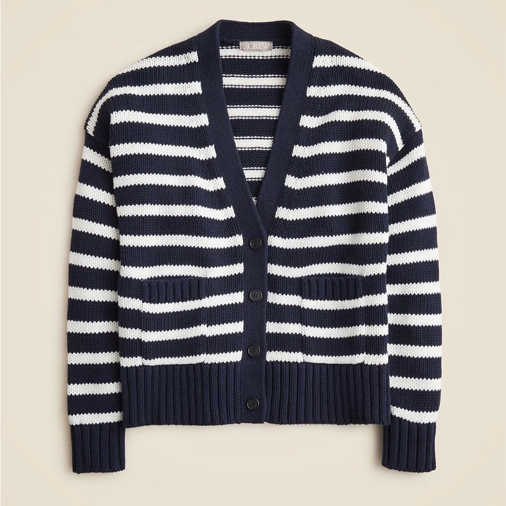 J.Crew Heritage Cotton Relaxed Cardigan in Stripe